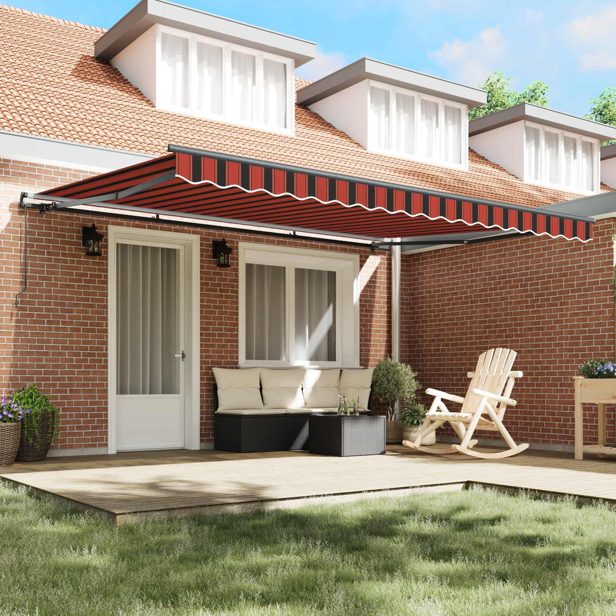 Retractable Awning Manual Orange and brown 450 x 350 cm