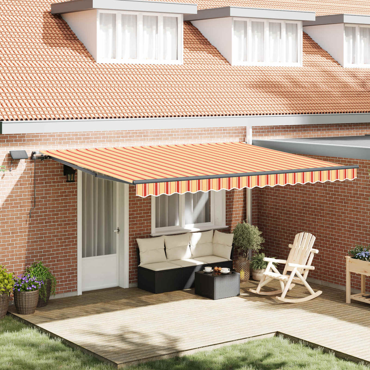 Retractable Awning Manual Yellow and orange 450 x 350 cm Fabric
