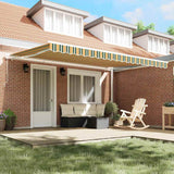 Retractable Awning Green, Yellow 450 x 350 cm Fabric, Metal