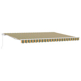 Retractable Awning Green, Yellow 450 x 350 cm Fabric, Metal