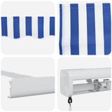 Retractable Awning Blue and White 500 x 300 cm Fabric and Metal