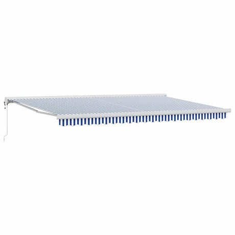 Retractable Awning Blue and white 500 x 300 cm Fabric, Metal