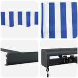 Retractable Awning Blue and White 500 x 300 cm Fabric and Metal