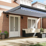 Retractable Awning Blue and White 500 x 300 cm Fabric and Metal