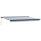 Retractable Awning Blue and White 500 x 300 cm Fabric and Metal