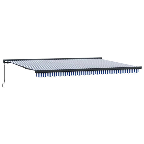 Retractable Awning Blue and White 500 x 300 cm Fabric and Metal