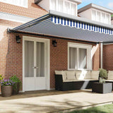 Retractable Awning Blue and white 500 x 300 cm Fabric, Metal