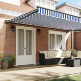Retractable Awning Manual Blue and White 500x300 cm Fabric