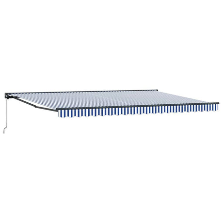Retractable Awning Manual Blue and White 500x300 cm Fabric