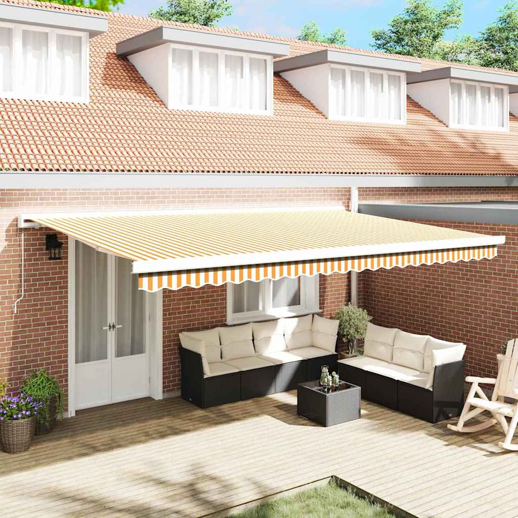 Retractable Awning Orange and White 500 x 300 cm