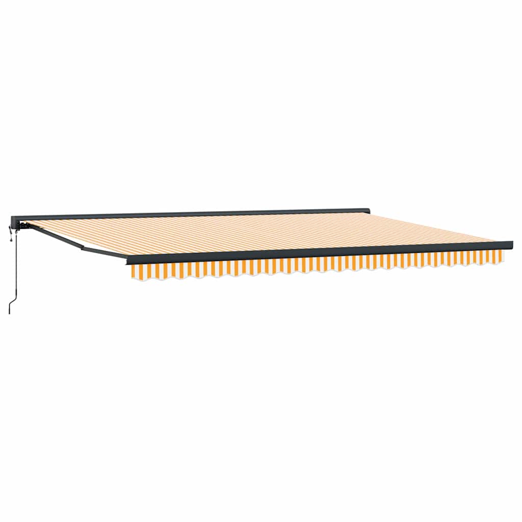 Retractable Awning Orange and white 500 x 300 cm Fabric, Metal