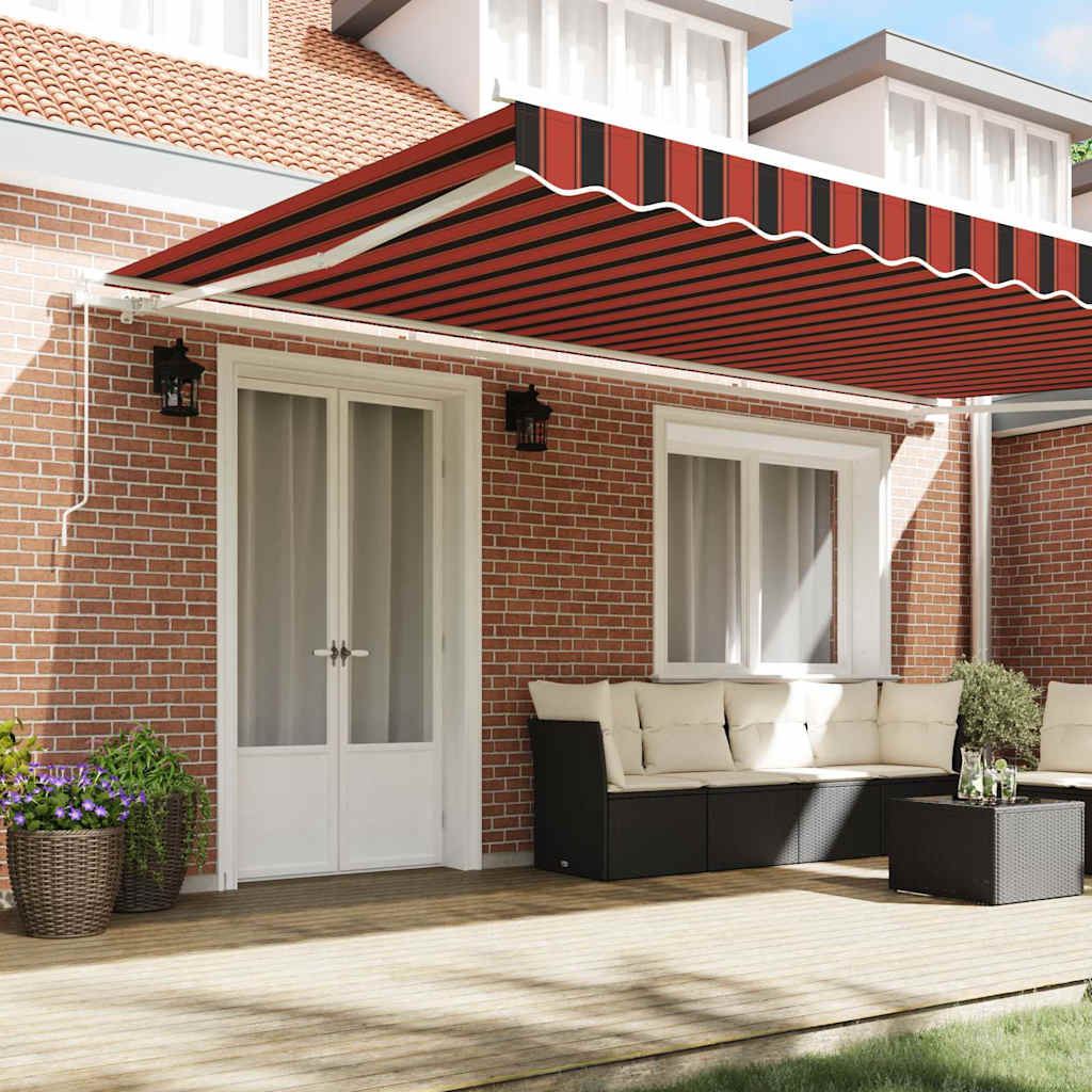Retractable Awning Orange, Brown 500 x 300 cm Fabric, Metal