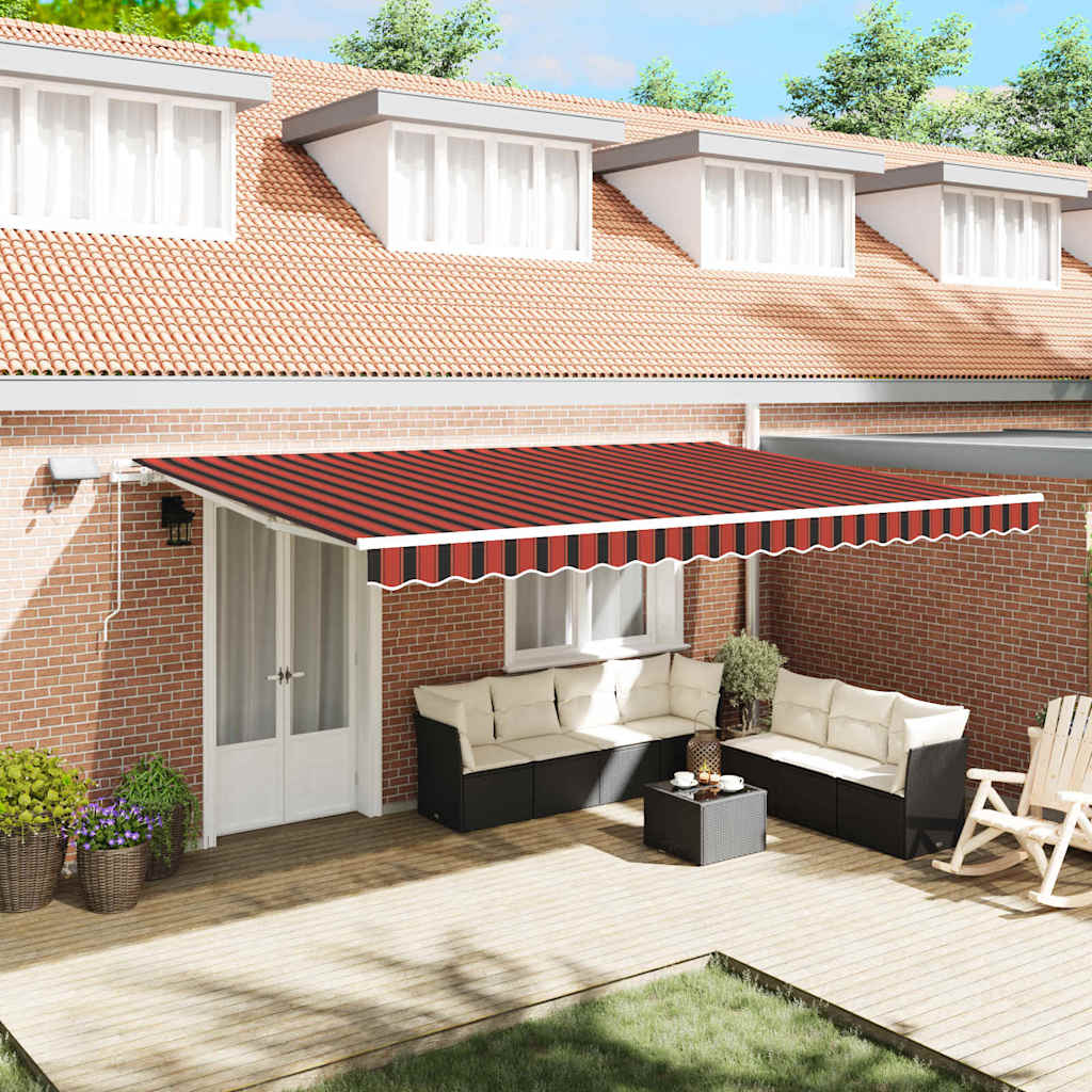 Retractable Awning with Manual 500 x 300 cm Orange and brown