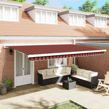 Retractable Awning Orange, Brown 500 x 300 cm Fabric, Metal