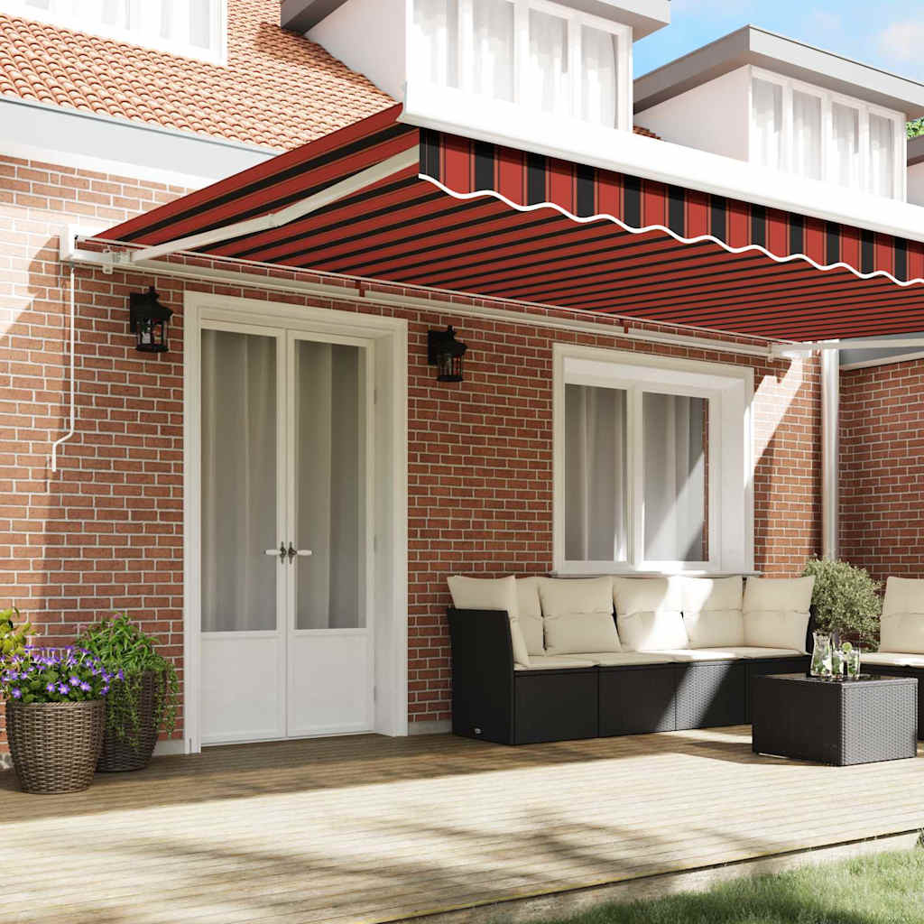 Retractable Awning Orange, Brown 500 x 300 cm Fabric, Metal