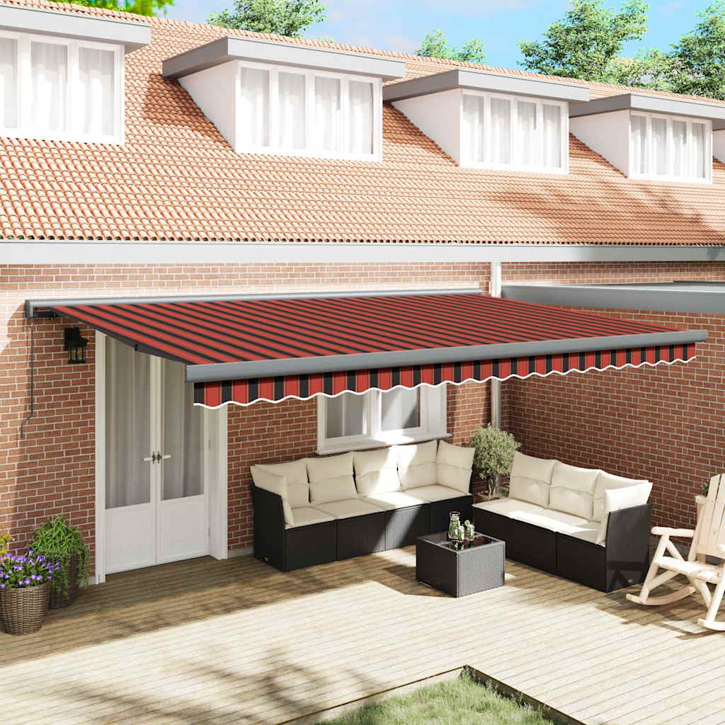 Retractable Awning Orange, Brown 500 x 300 cm Fabric, Metal