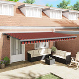 Retractable Awning Orange and brown 500 x 300 cm Fabric, Metal