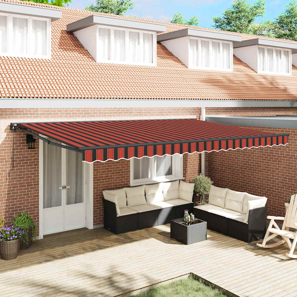 Retractable Awning Manual Orange and Brown 500x300 cm Fabric