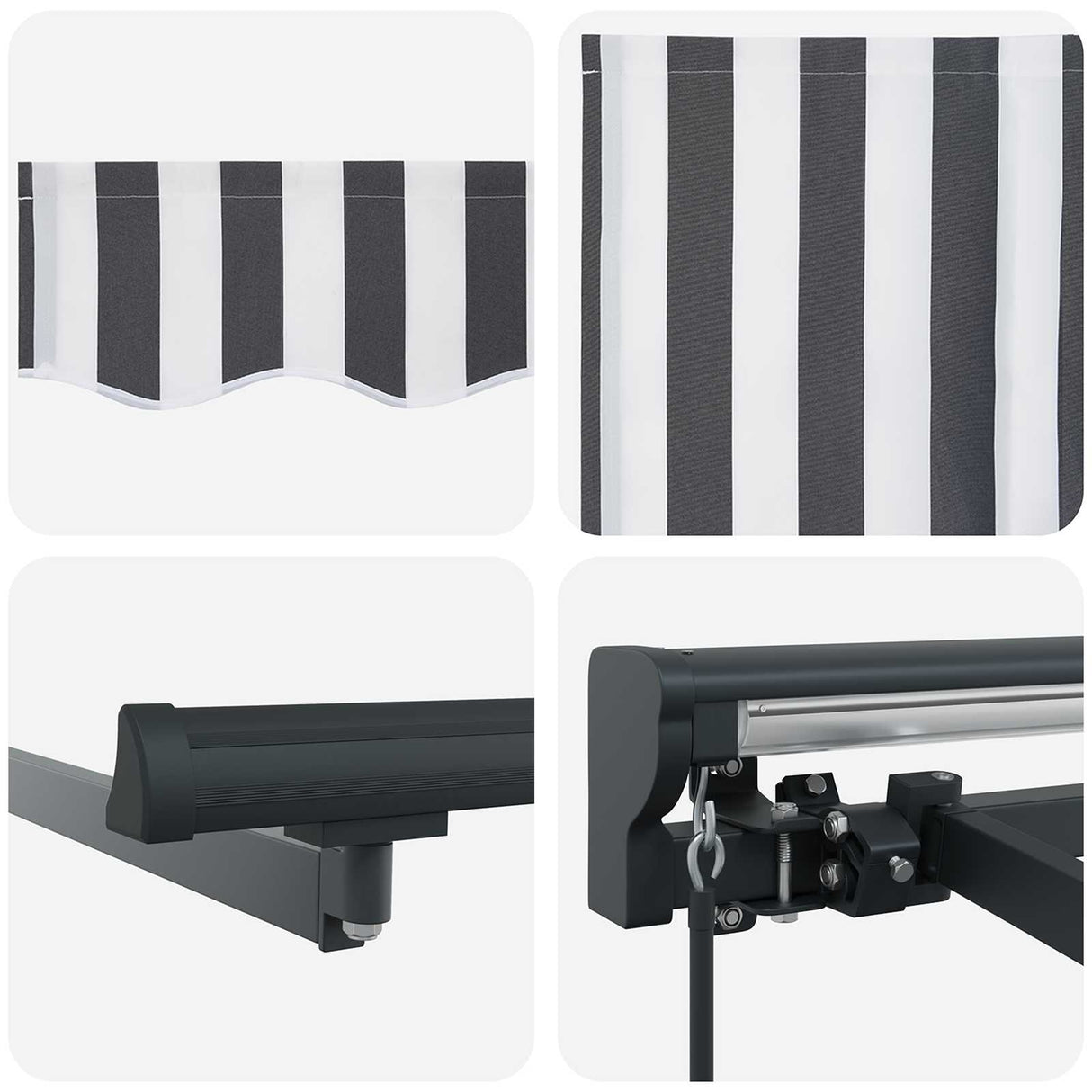 Retractable Awning Manual Anthracite and White 500 x 300 cm