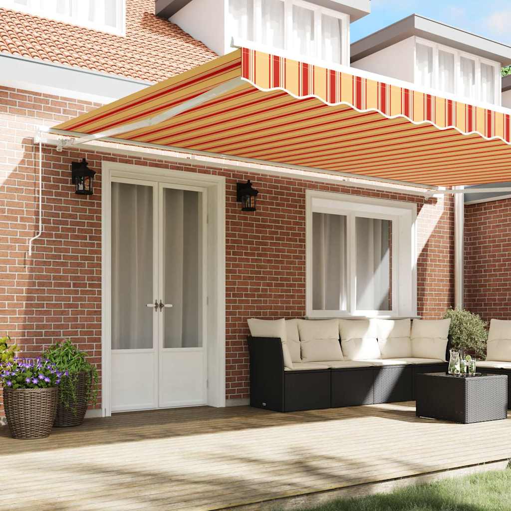Retractable Awning Yellow, Orange 500 x 300 cm Fabric, Metal