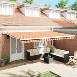 Retractable Awning Yellow and orange 500 x 300 cm Fabric, Metal
