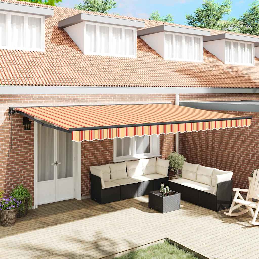 Retractable Awning Yellow and Orange 500x300 cm Fabric