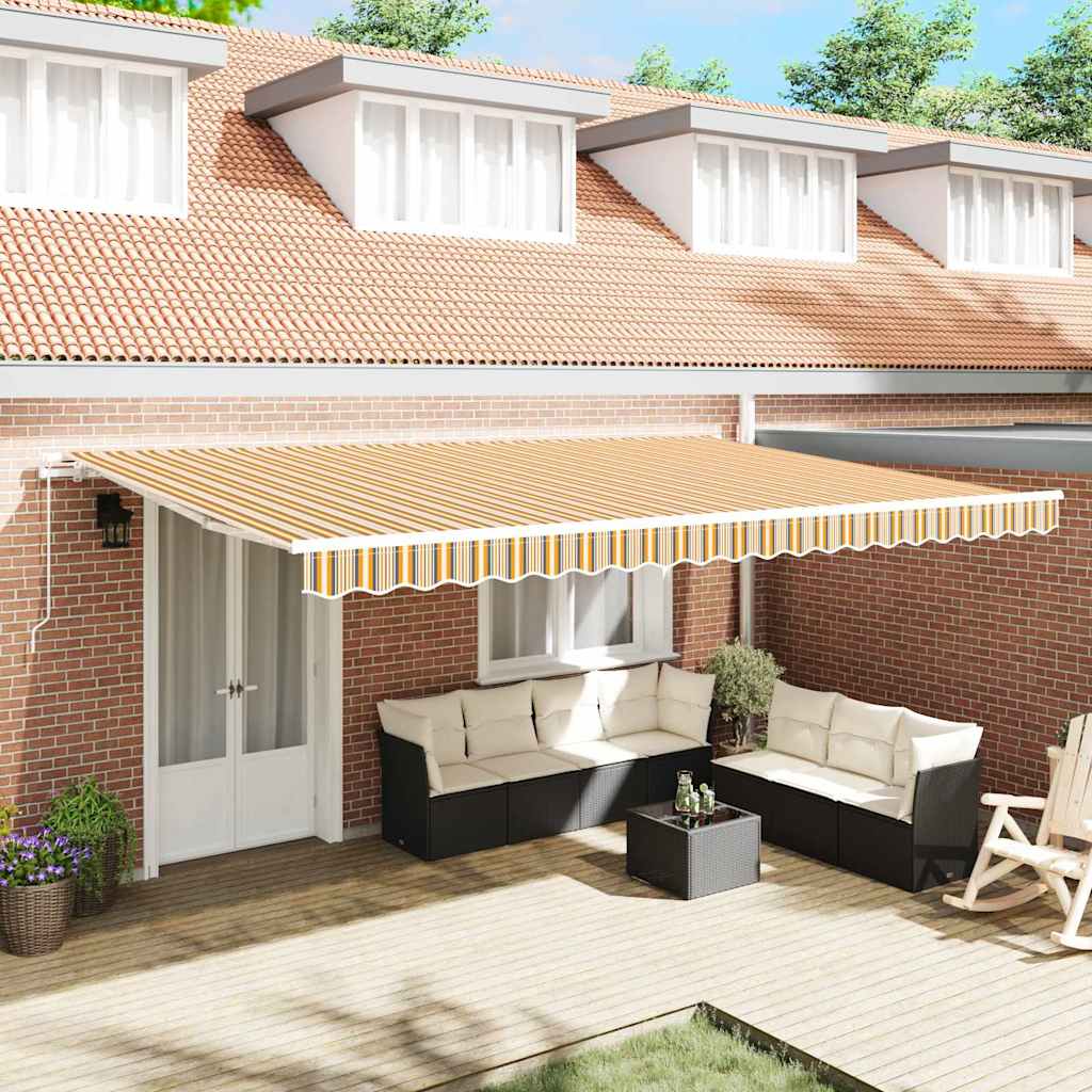 Retractable Awning Multicolour 500 x 300 cm Fabric, Metal