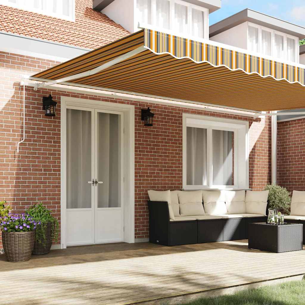Retractable Awning Multicolour 500 x 300 cm Fabric, Metal
