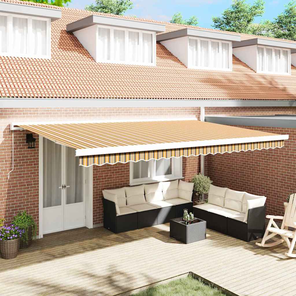 Retractable Awning Multicolour 500 x 300 cm Fabric, Metal