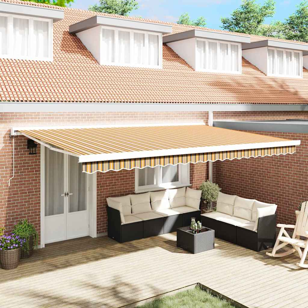 Retractable Awning Multicolour 500 x 300 cm Fabric, Metal