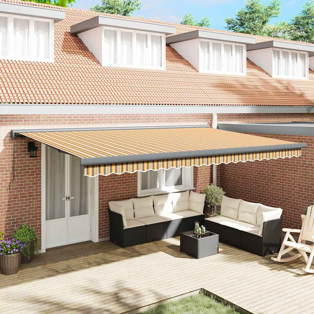 Retractable Awning Multicolour 500 x 300 cm Fabric, Metal