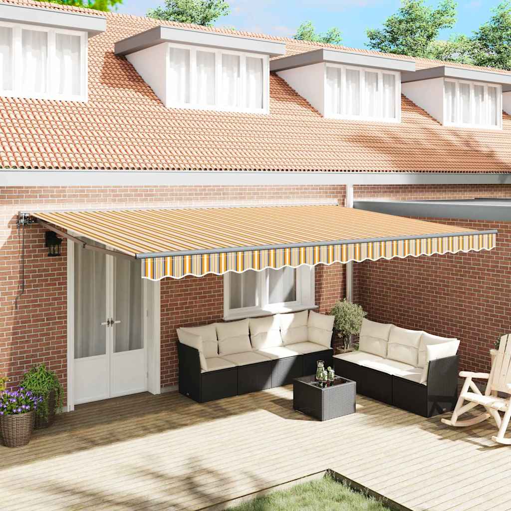 Retractable Awning Multicolour Stripe 500x300 cm Fabric