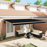 Retractable Awning Black 500 x 300 cm Fabric, Metal