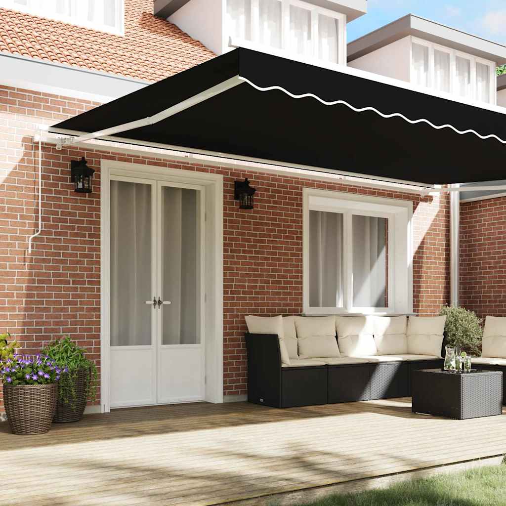 Retractable Awning Black 500 x 300 cm Fabric, Metal