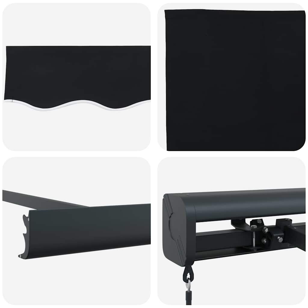 Retractable Awning Black 500 x 300 cm Fabric, Metal