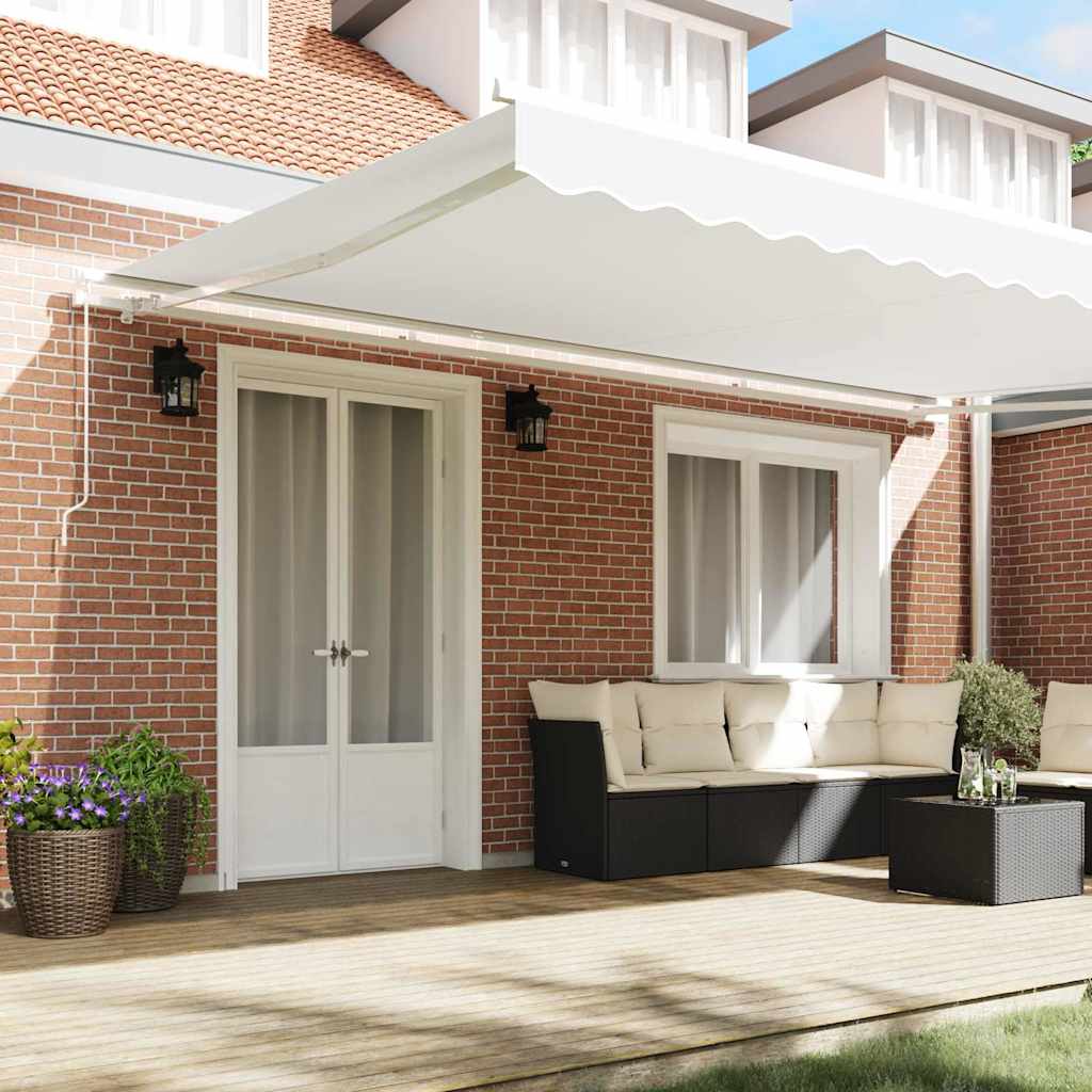 Retractable Awning White 500 x 300 cm Fabric and Metal