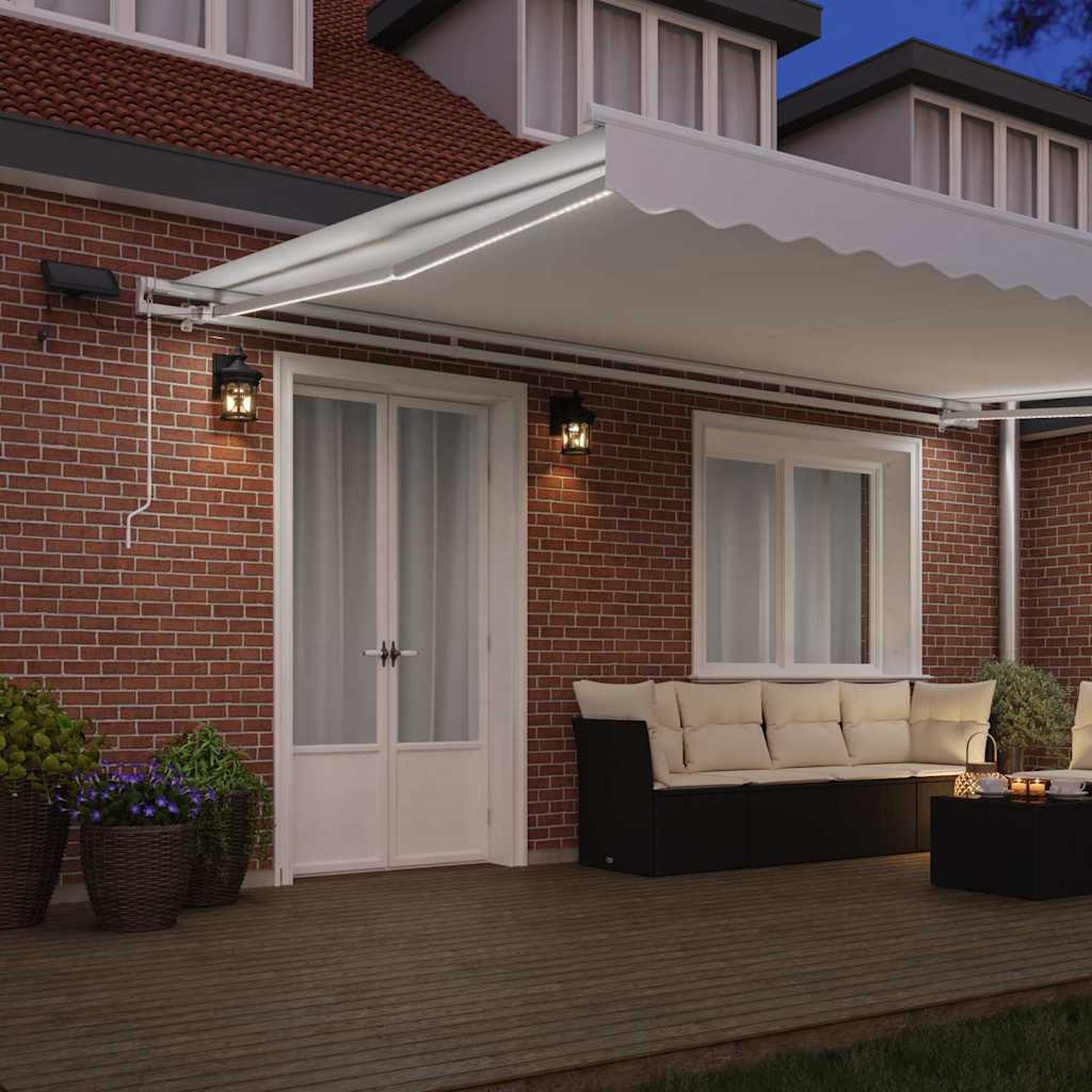 Retractable Awning with Manual 500 x 300 cm White