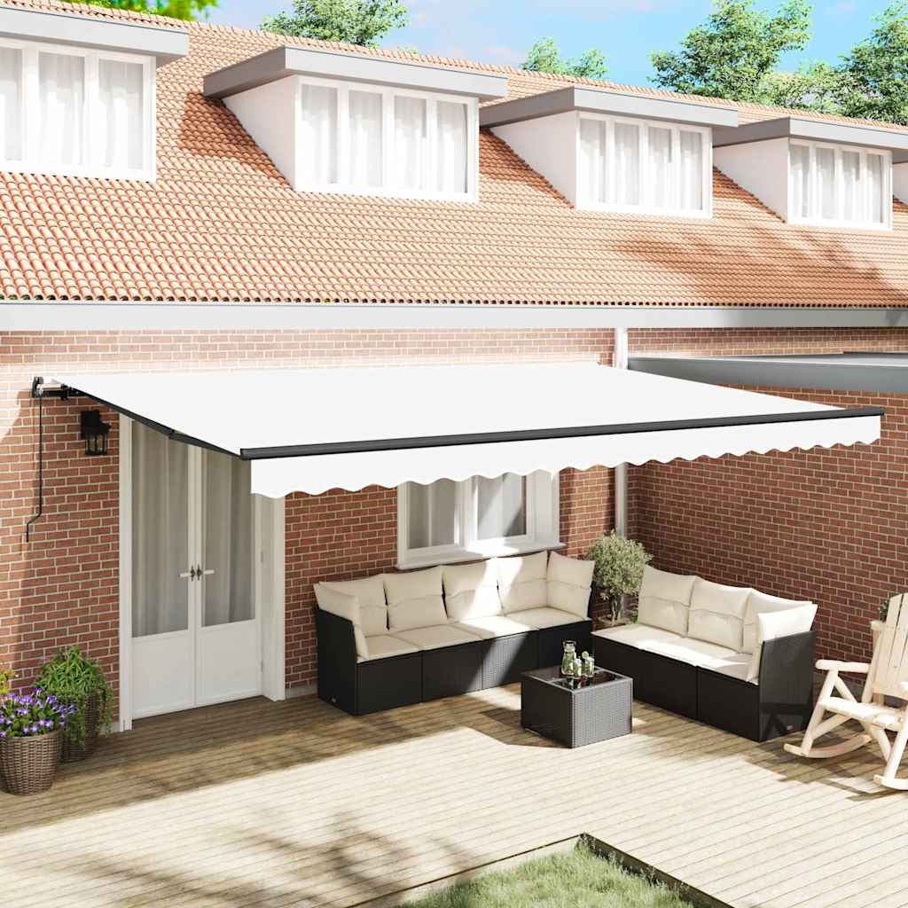 Awning Manual White 500 x 300 cm Fabric