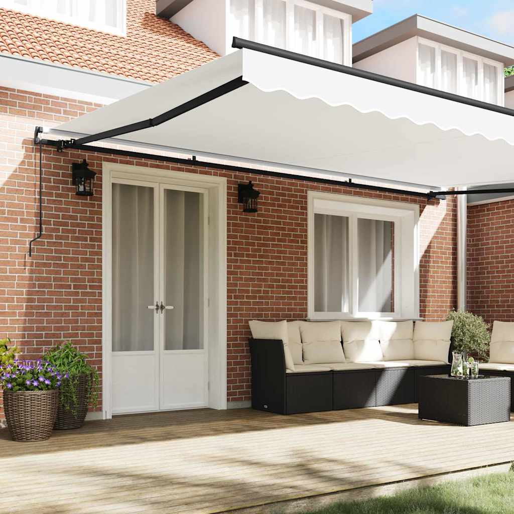 Awning Manual White 500 x 300 cm Fabric