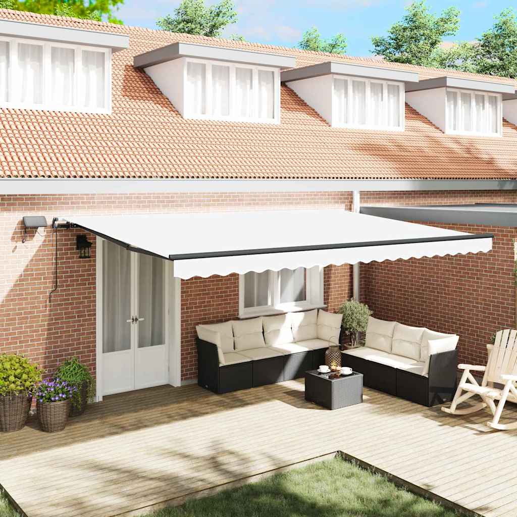 Retractable Awning Manual White 500 x 300 cm Fabric
