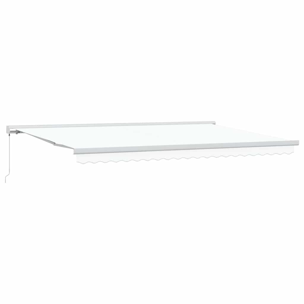 Retractable Awning White 500 x 300 cm Fabric, Metal