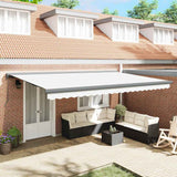 Retractable Awning White 500 x 300 cm Fabric, Metal
