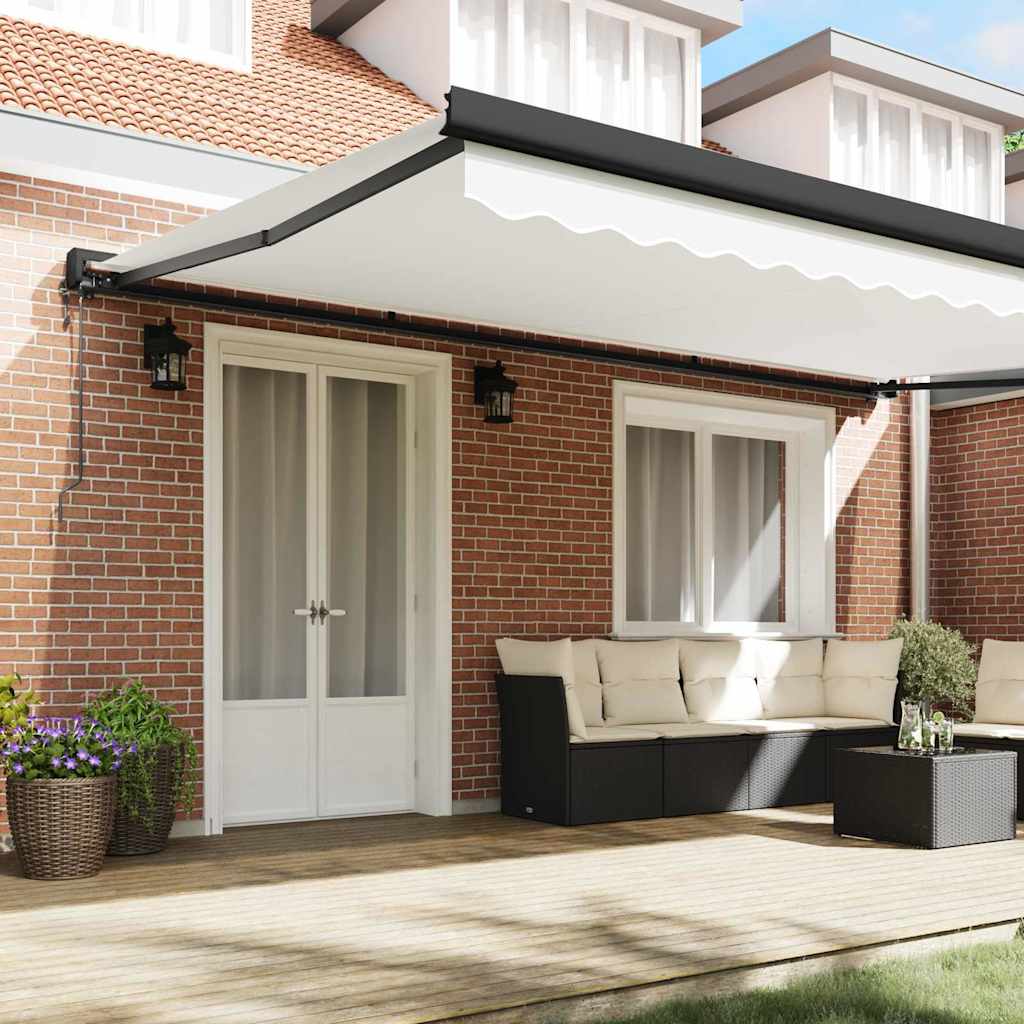 Retractable Awning Manual White 500 x 300 cm Fabric, Metal