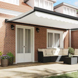 Retractable Awning Manual White 500 x 300 cm Fabric, Metal