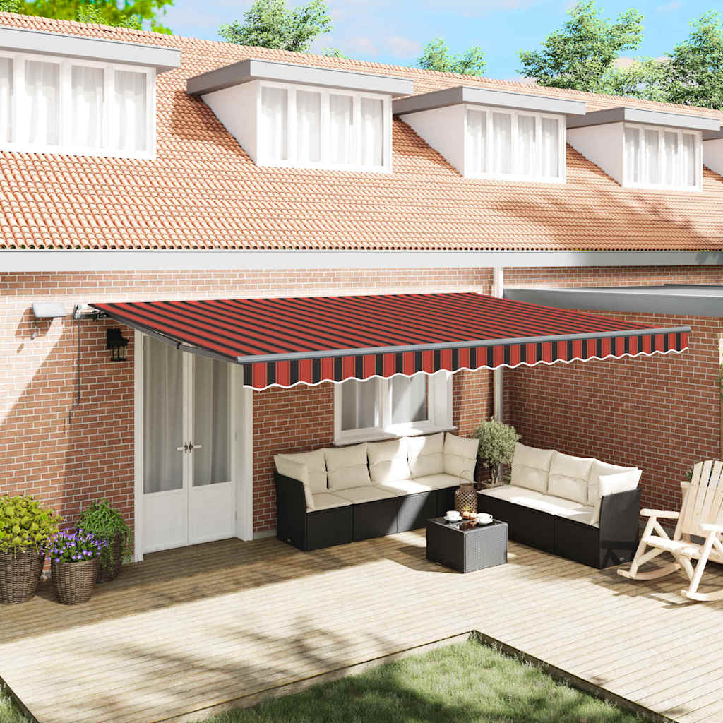Retractable Awning Manual Orange and brown 500 x 350 cm Fabric