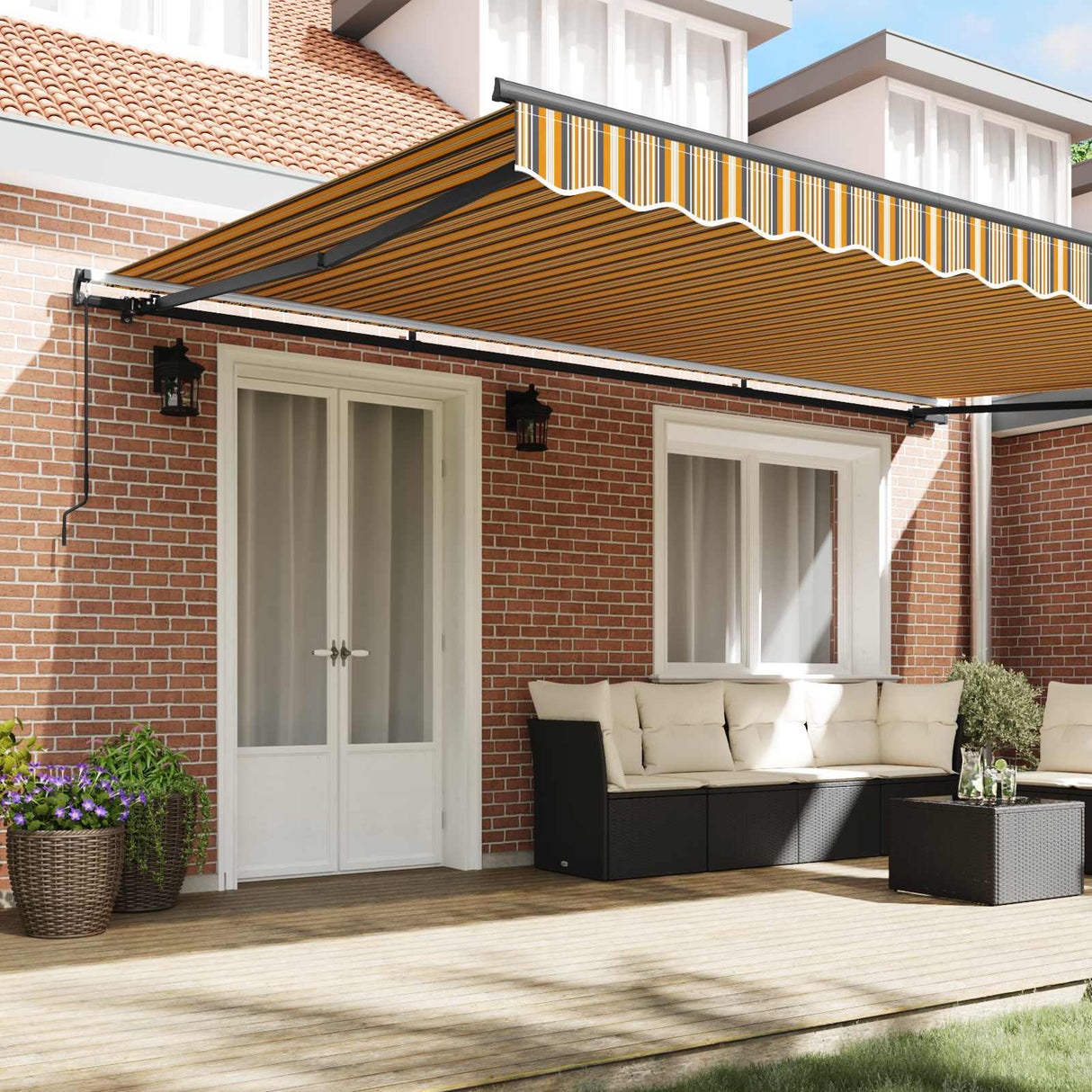 Retractable Awning Multicolour 500 x 350 cm Polyester and Steel