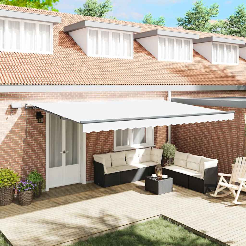Retractable Awning Manual White 500 x 350 cm Fabric