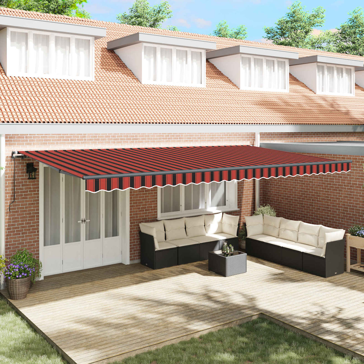Retractable Awning Manual Orange and brown 600 x 300 cm