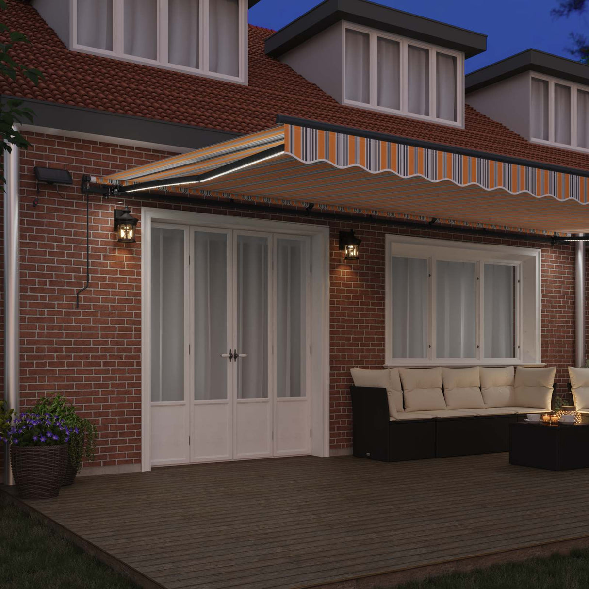 Retractable Awning Manual Multicolour 600 x 300 cm Fabric