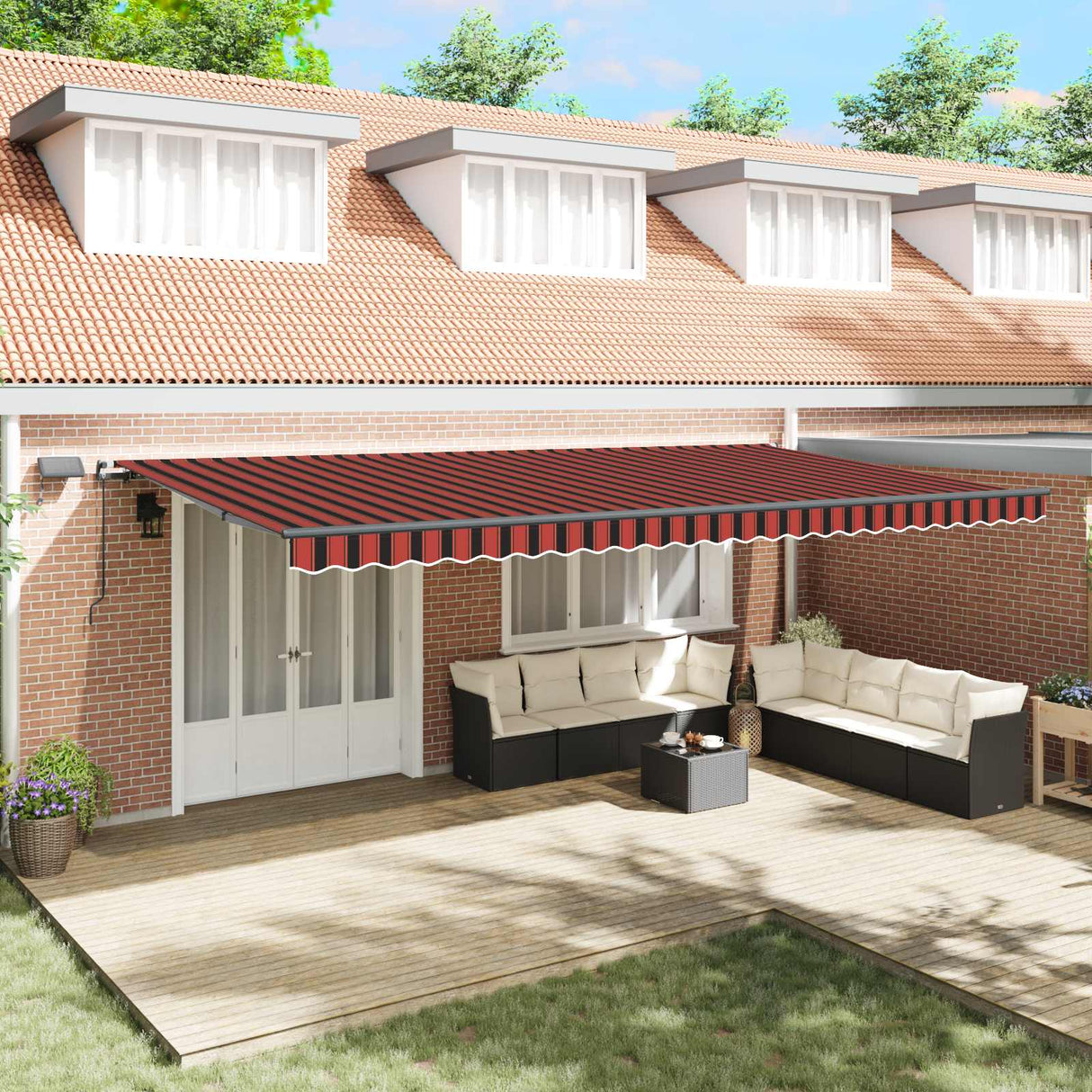 Retractable Awning Manual Orange and brown 600 x 350 cm Fabric